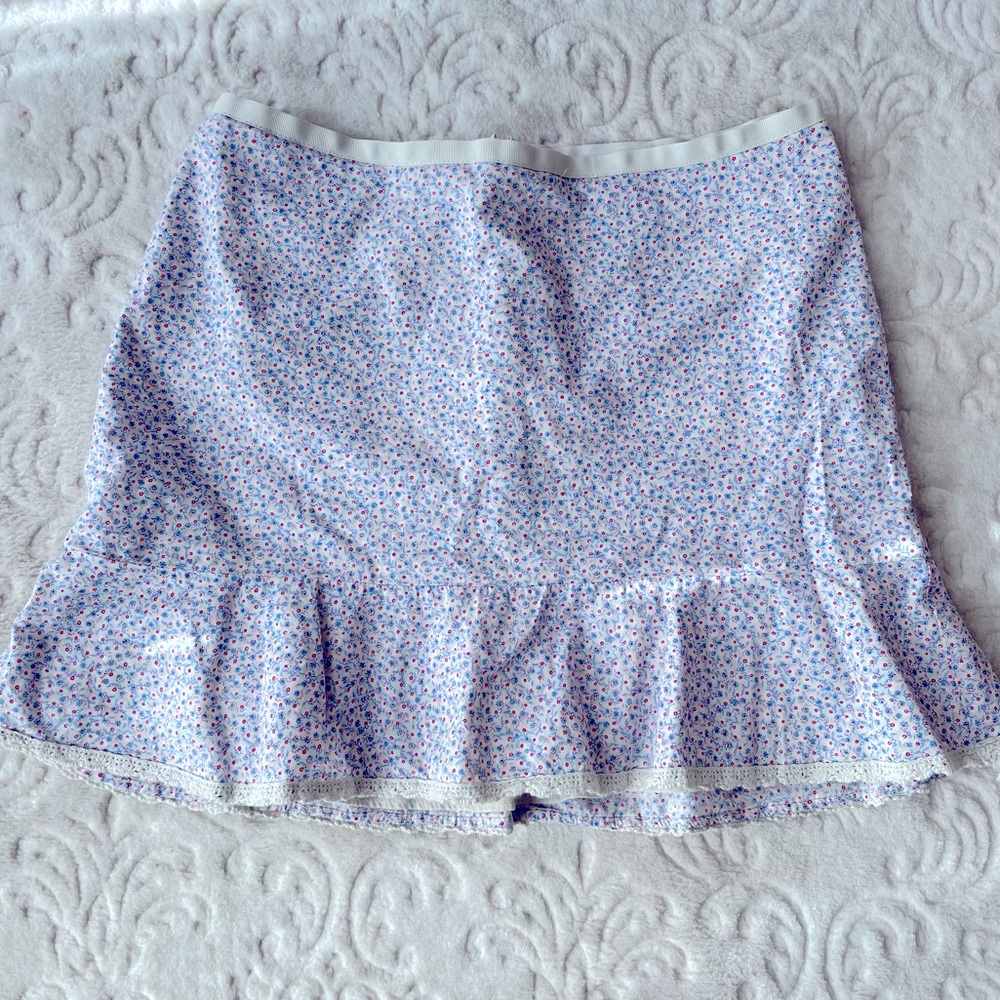 Express ruffled mini skirt flowered